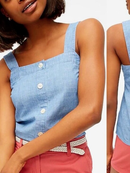 J. Crew Tops - Denim Button-Front Tank Top - Blue